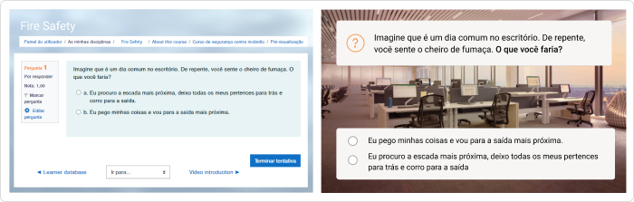 Comparação de um questionário feito no Moodle e iSpring