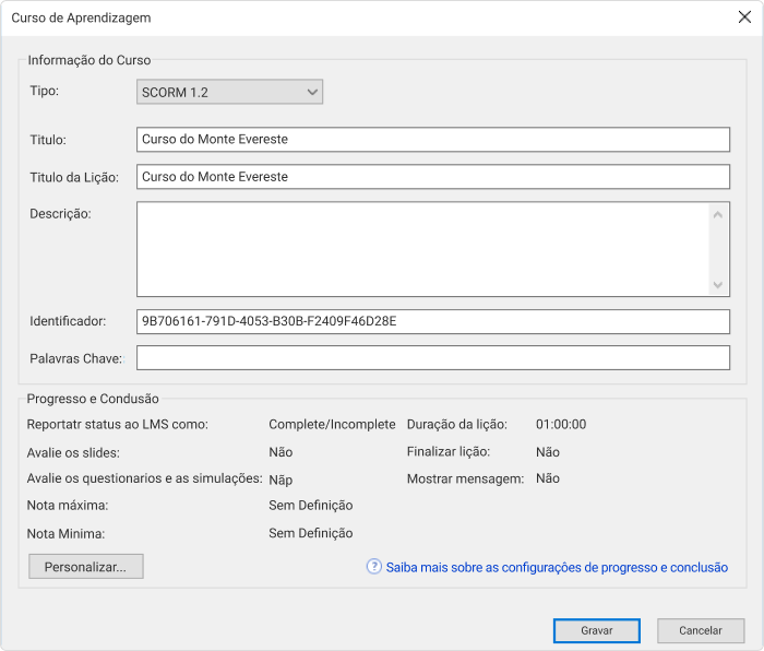 Personalize seu curso eletrônico