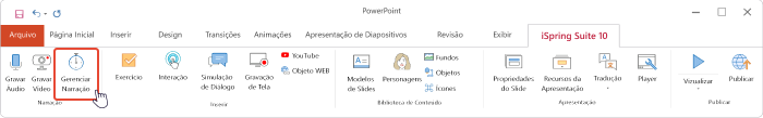 Gerenciando a Narração no iSpring Suite