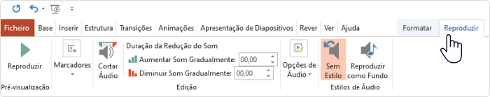 Aba reprodução no PowerPoint