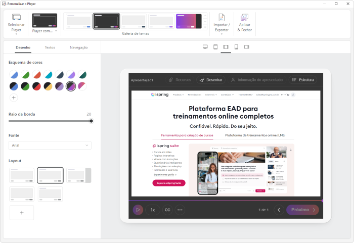 Visualizando uma apresentação online em diferentes dispositivos