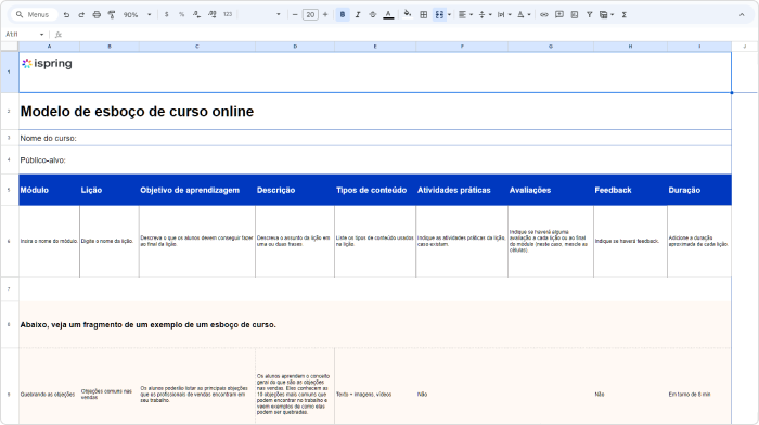 Exemplo de plano de curso