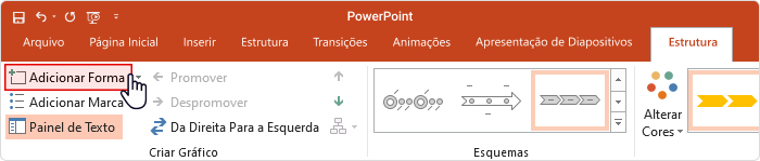 Elementos da linha do tempo no PowerPoint