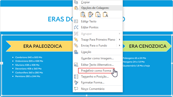Convertendo em Formas com o mouse PowerPoint 2019