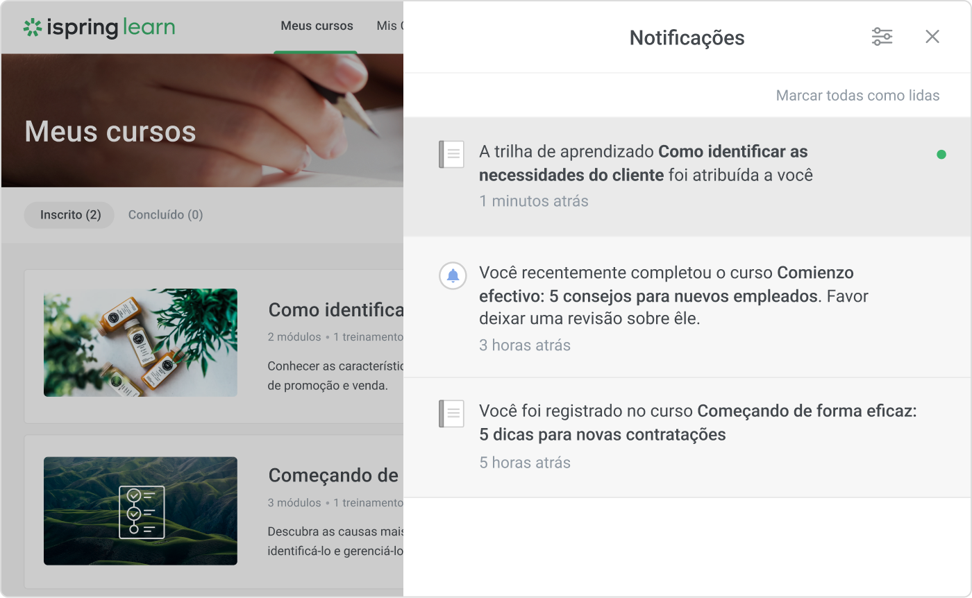 Cursos a distância no iSpring Learn LMS