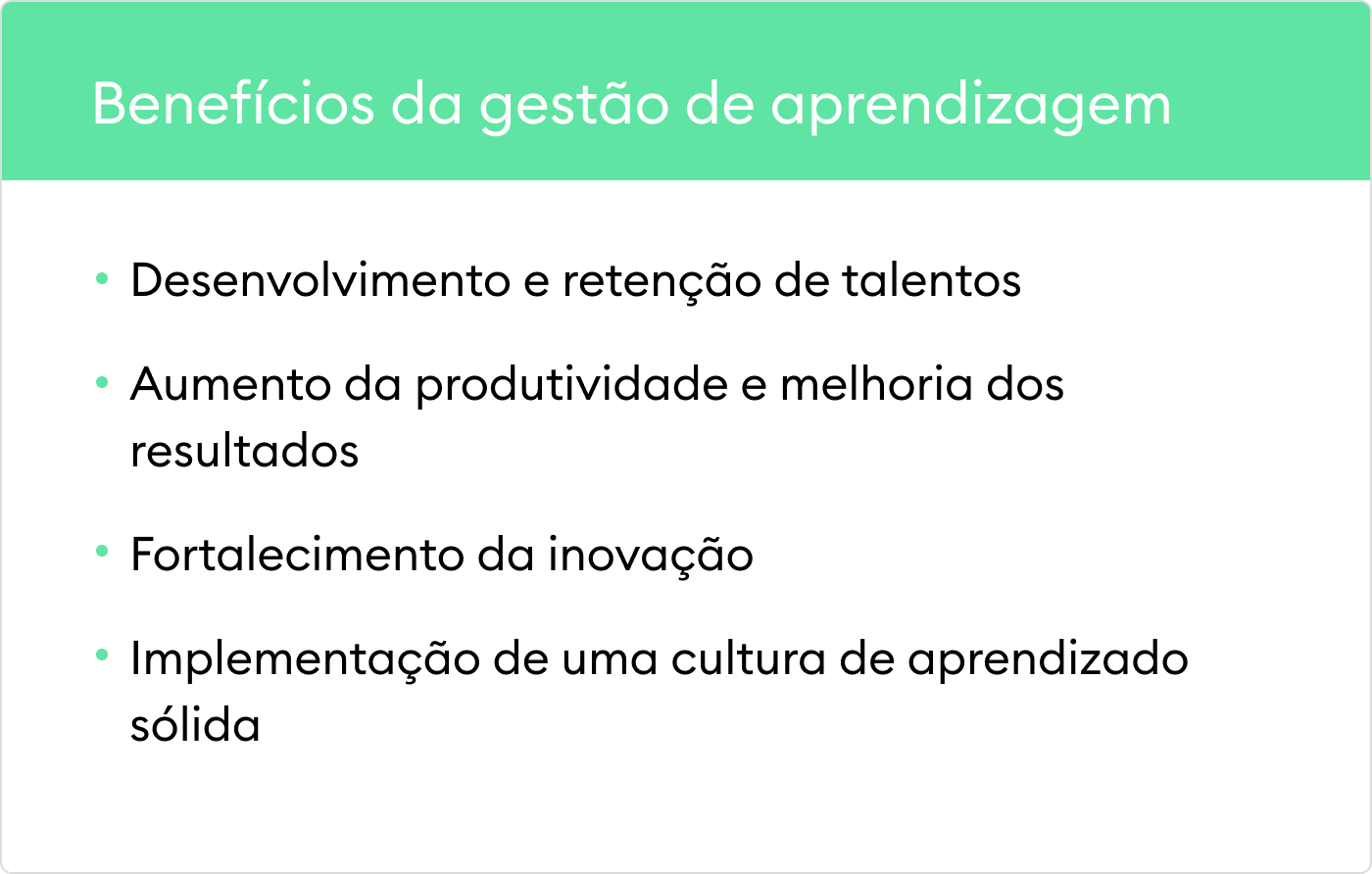 Benefícios da gestão de aprendizagem